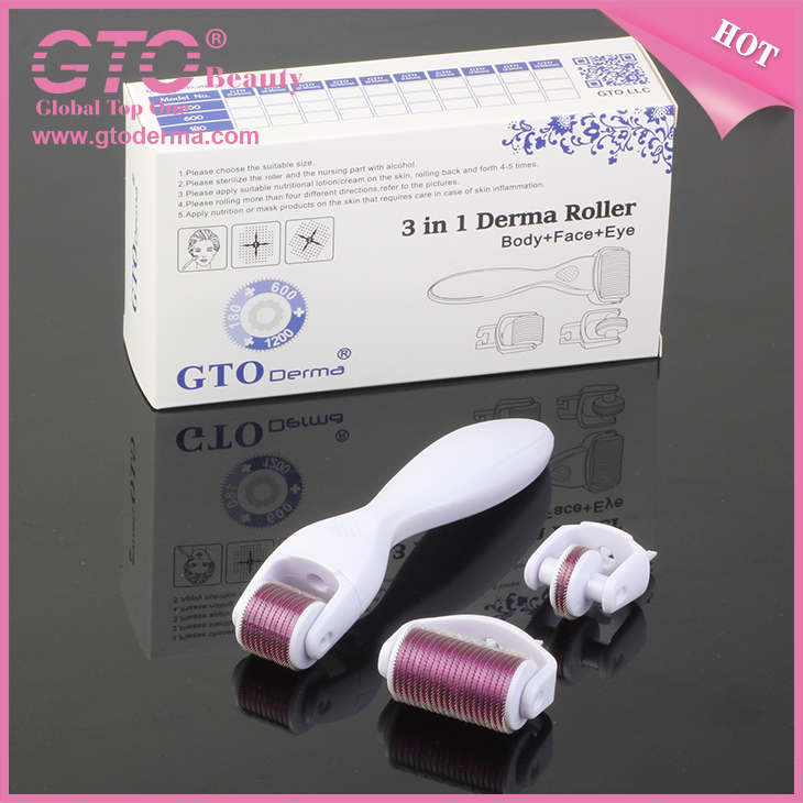 GTO 3 IN 1 Body Face Eye Derma Roller CE, GTO 3 IN 1 white handle